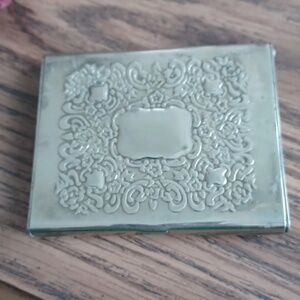 Vtg Goldinger Silver Art Co Silver plate compact, Business Card, photo case